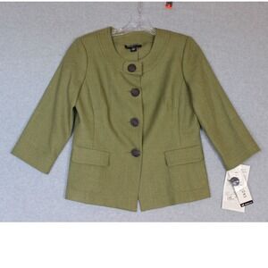 Perceptions NWT Womens 10P Green Blazer 3/4‎ Sleeve Lightweight